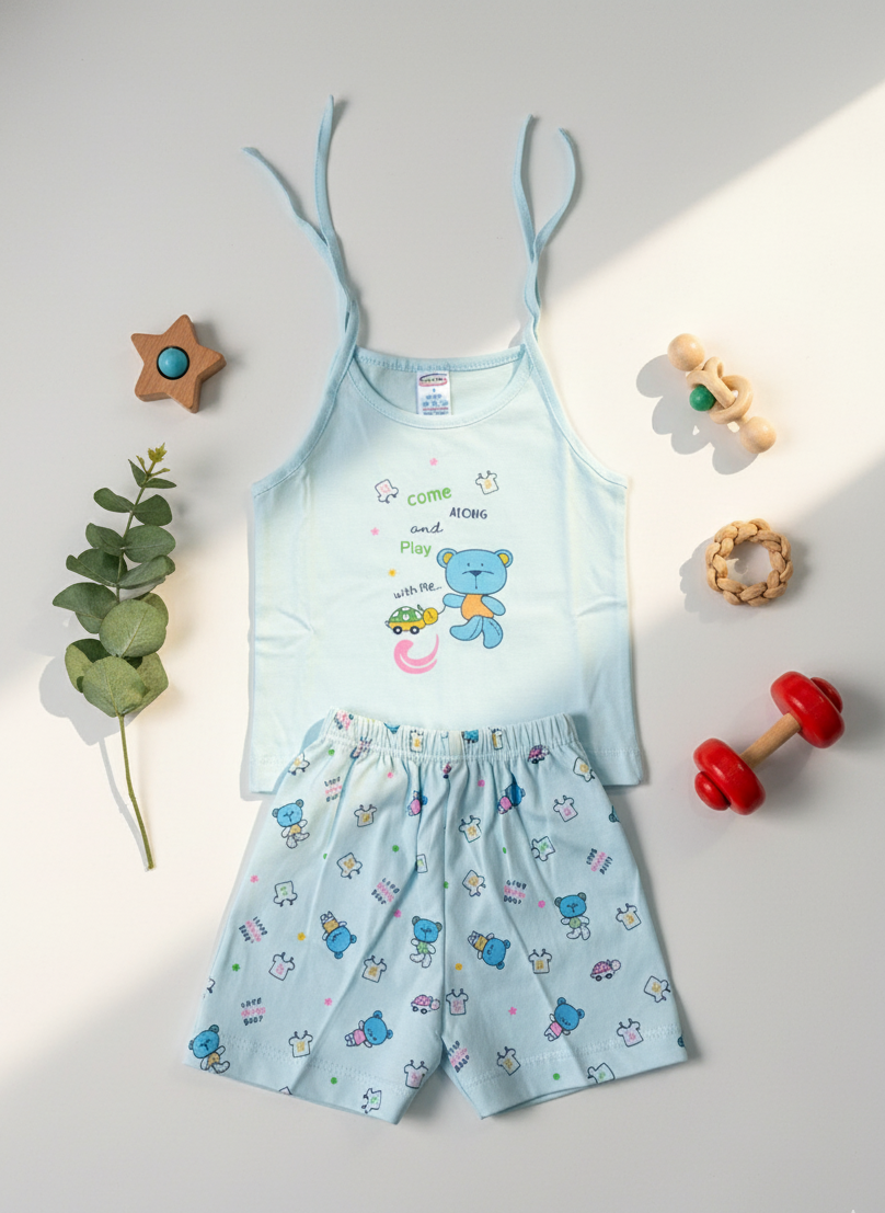 Light Blue Bear Baby Pajama Set