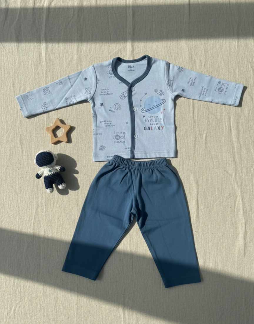 Deep Blue Teal Planet Baby Co-ord Set