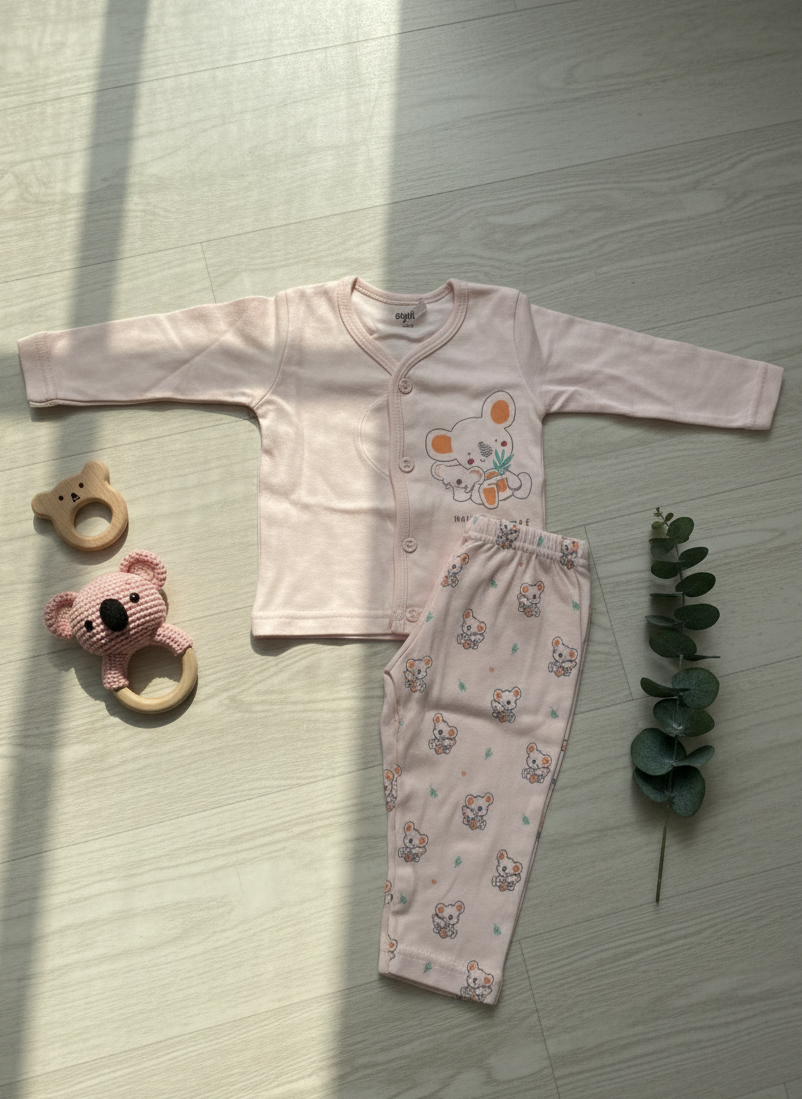 Light Orange Bear Baby Co-ord Set