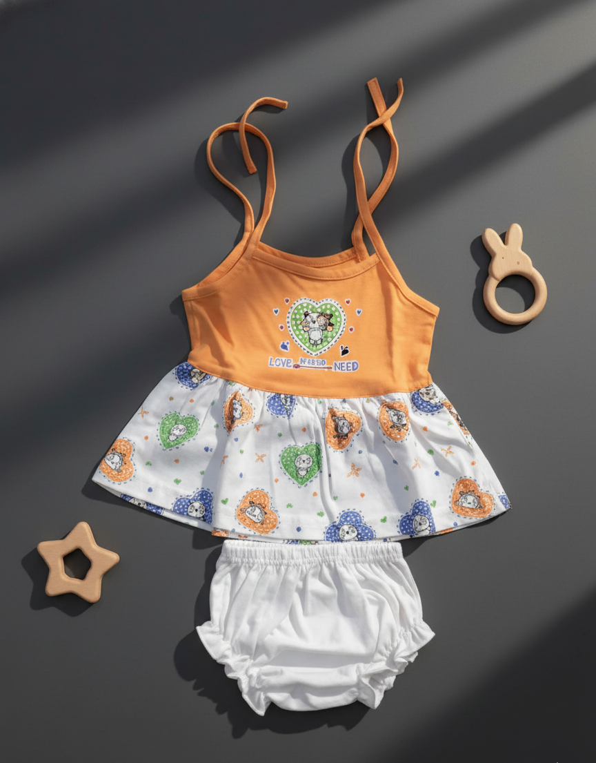 Baby Girl Orange Frock Set