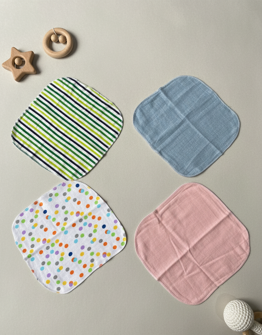 Muslin or Cotton Baby Napkin (Set pack of 4)
