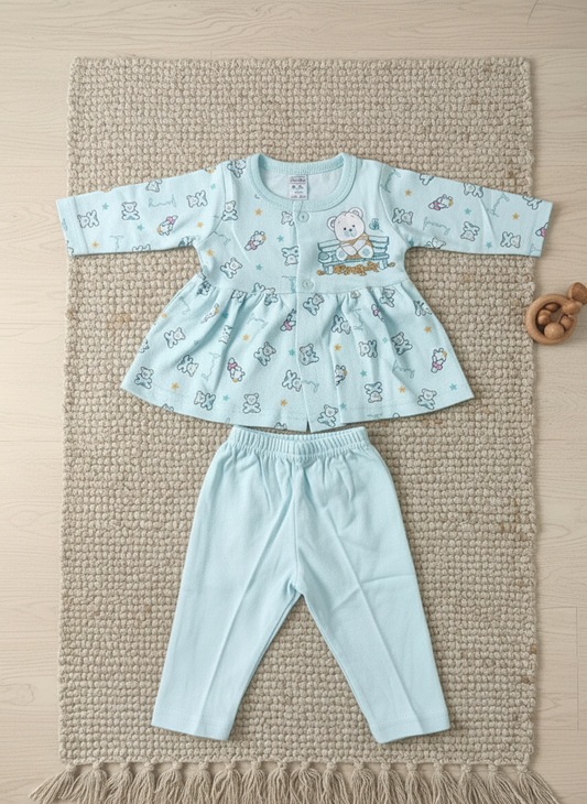 Adorable Blue Teddy Bear and Bee Peplum Set