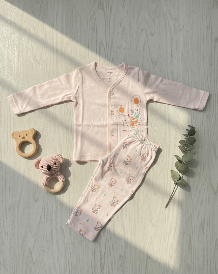 Peach Bear Baby Co-ord Set