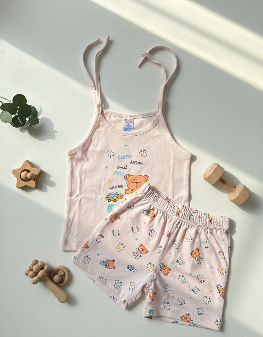 Light Orange Bear Baby Pajama Set