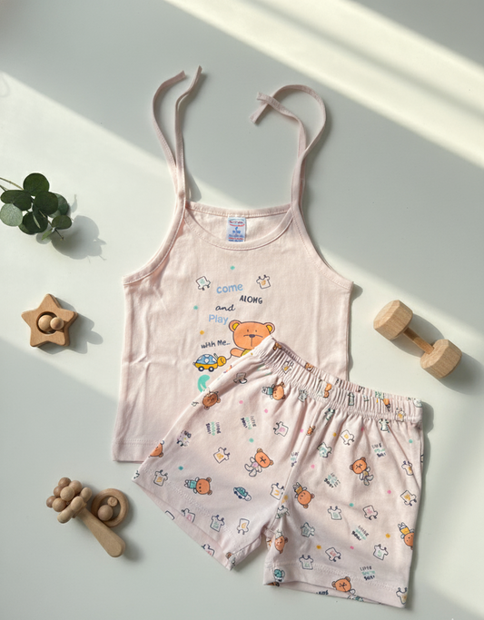 Light Orange Bear Baby Pajama Set