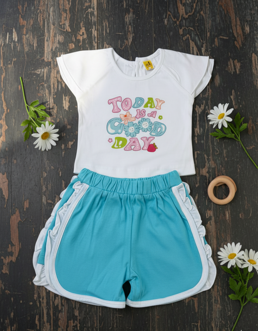 Blue Tee & Shorts Set