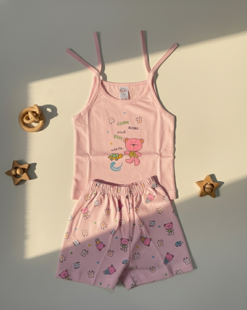 Pink Bear Baby Pajama Set