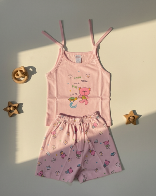 Pink Bear Baby Pajama Set